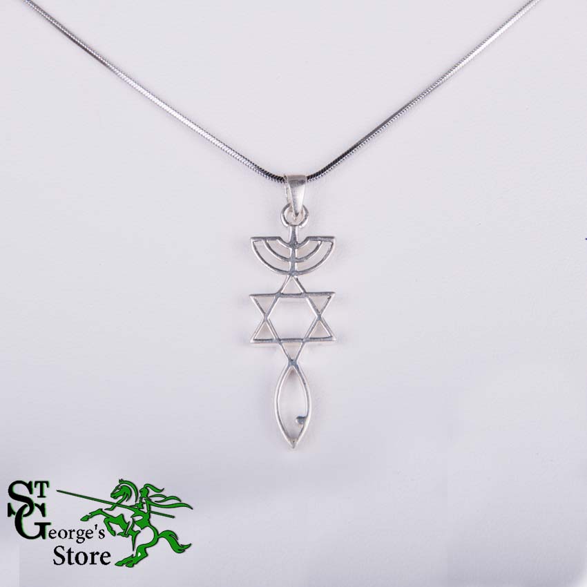 Simple Messianic Seal Pendant (Menorah, Star of David, Sign of Fish) – St.  George's Store – Jerusalem